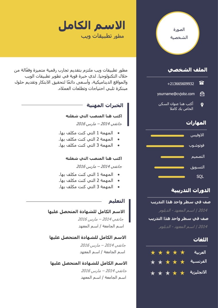 تصميم سيرة ذاتية احترافية لك