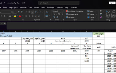 ادخال البيانات في برنامج الاكسيل