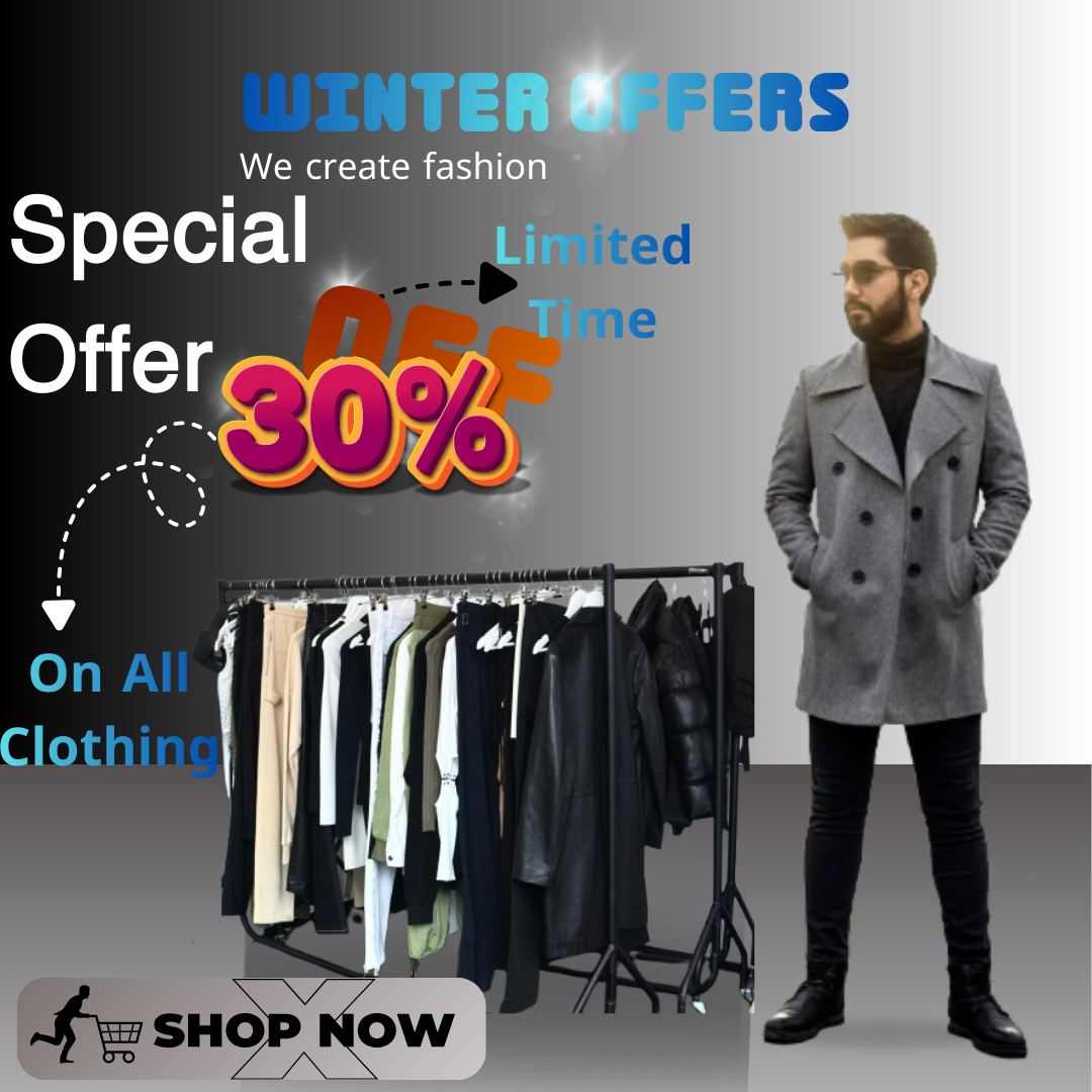 تصميم إعلان سوشيال ميديا لملابس شتوية (Winter Offer)