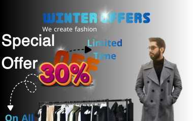 تصميم إعلان سوشيال ميديا لملابس شتوية (Winter Offer)